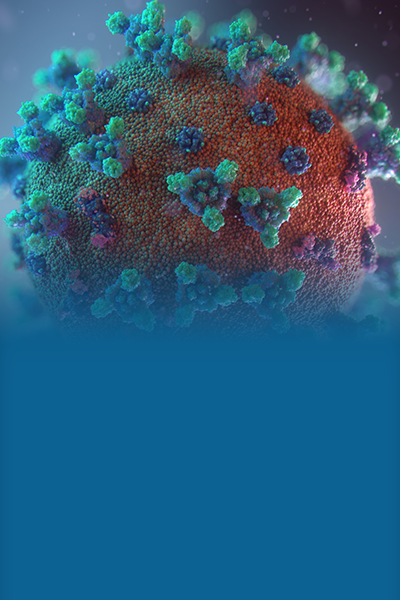 COVID Gradient 400×600 Floating coronavirus sphere