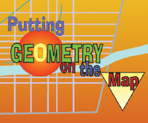 Putting Geometry on the Map logo with math symbols in the background