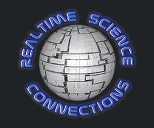 Realtime Science Connections logo with realtime science connections spelled around a globe