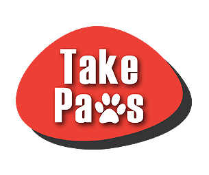 TAKE PAWS 305x255 Take Paws log with a paw for the "w"