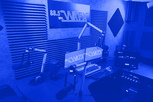 BECON's WKPX Broadcast Studio with WKPX logo in the top middle "88.5 FM WXPX"