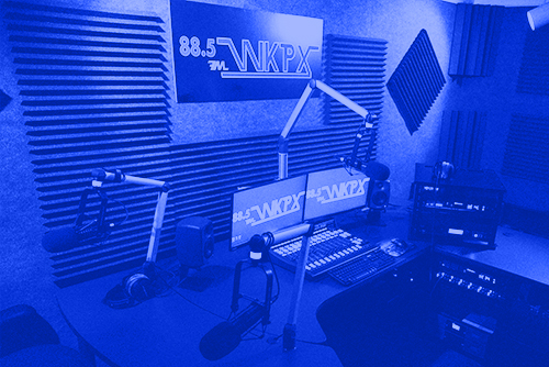 WXPX_recolored_pics_022 BECON's WKPX Broadcast Studio with WKPX logo in the top middle "88.5 FM WXPX"